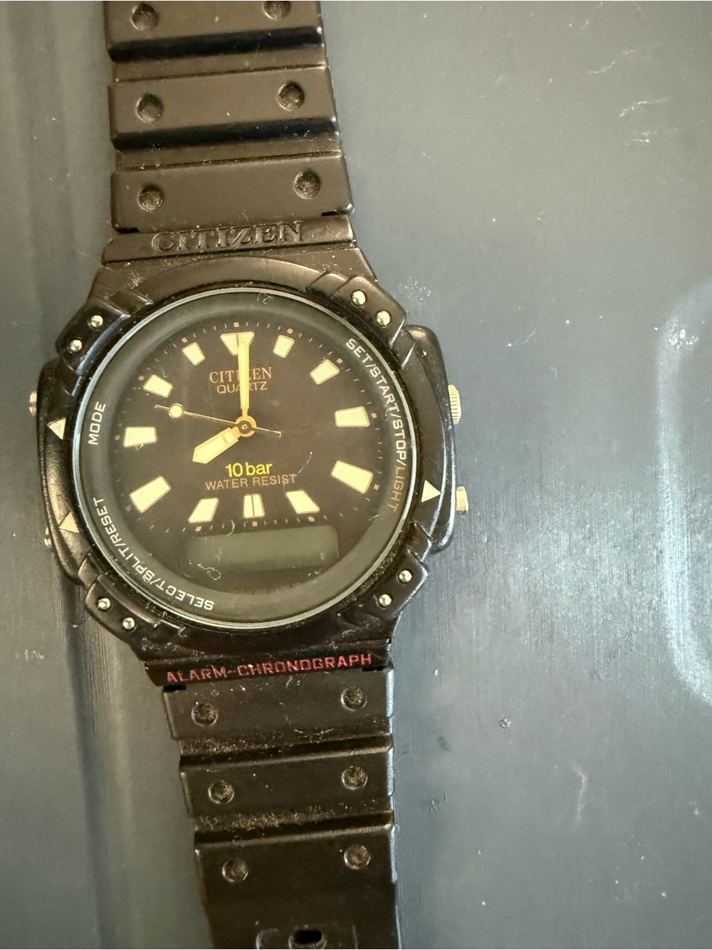 Citizen T011-312791 Y Analog & Digital Black Men's Watch Retro Vintage Used